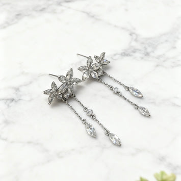 Crystal flower drop earrings