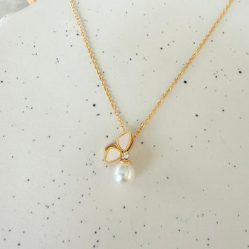 Pink wing necklace