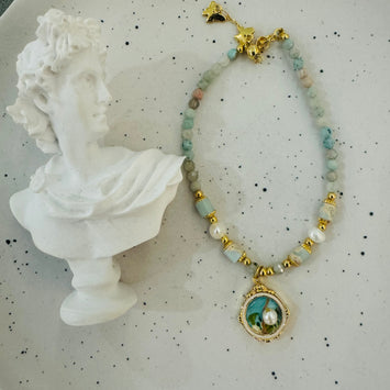 Gemstone pearl bracelet