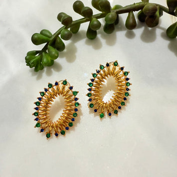 Gemstone flower earrings