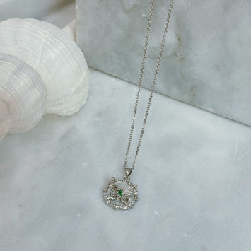 Sliver shell butterfly necklace