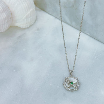 Sliver shell butterfly necklace