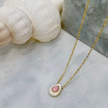 Pink drop necklace