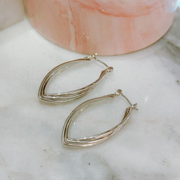 Sliver drop hoop earrings