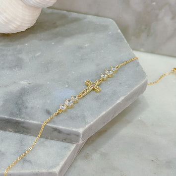 Diamond cross bracelet