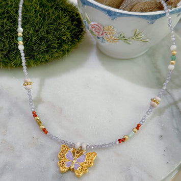 Purple butterfly necklace