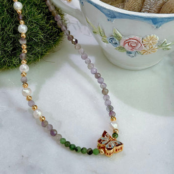 Amethyst and butterfly necklace