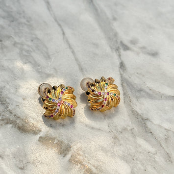 Golden designed square earrings