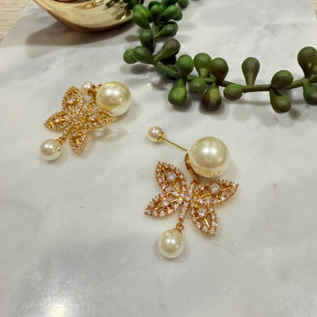 Hanging diamond butterfly earrings