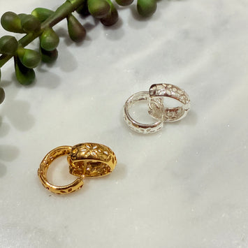 Carved hoop earrings