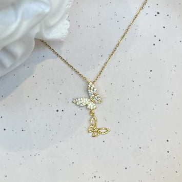 Hanging double butterfly necklace