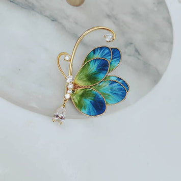 Blue & Green Butterfly Brooch