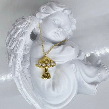 Gold mushroom necklace
