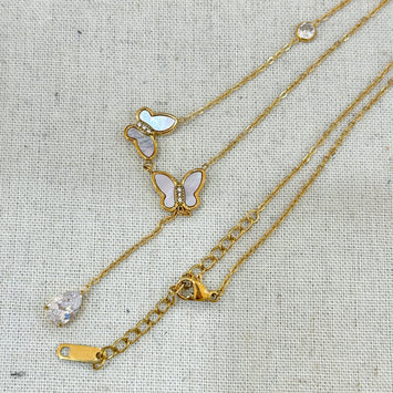 Pink butterfly necklace