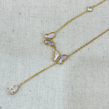 Pink butterfly necklace