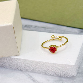 Gold red heart ring