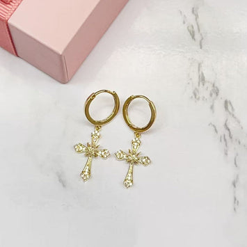 Classic Cross Hoop Earrings