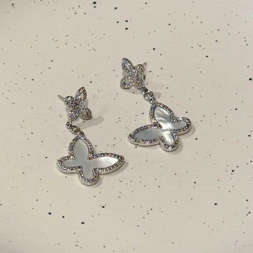 Sliver hanging butterfly earrings