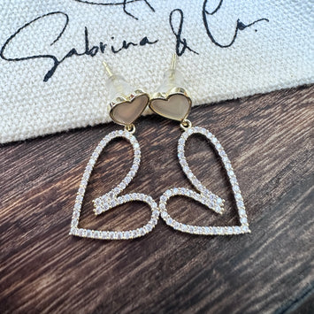 Shell heart with hanging hearts earrings