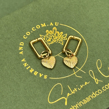 Square with hanging heart earrings