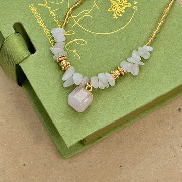 Pink quartz necklace