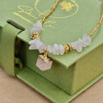 Pink quartz necklace