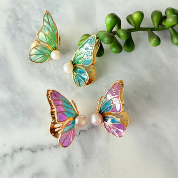 Three-dimensional butterfly earrings