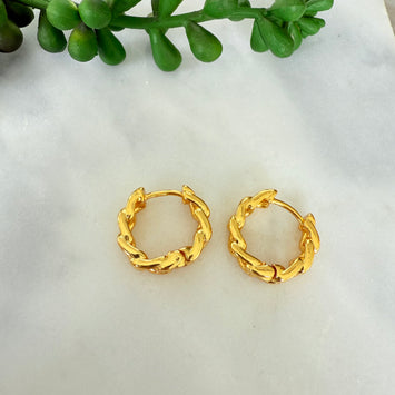 Golden carved hoop earrings