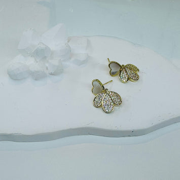 Shell heart with hanging leaf earrings
