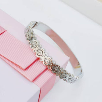 Stainless Steel Floral Lace Bangle