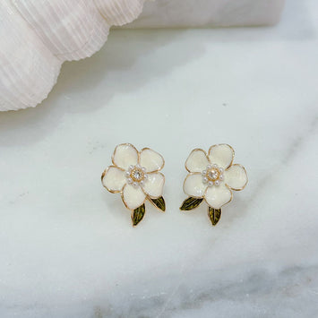 White flower earrings