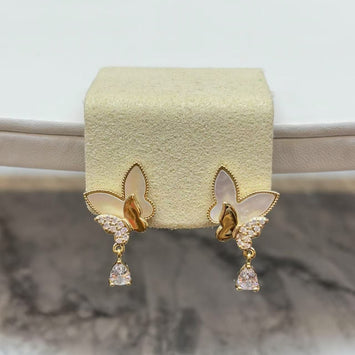 Shell butterfly with diamond earrings