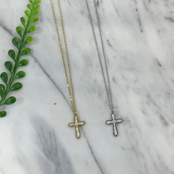 Waterproof Ivory Cross Necklace