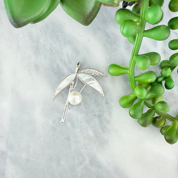 Sliver shell bamboo brooch