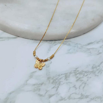 Waterproof Butterfly & Pearl Necklace