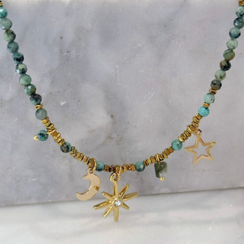 Moon and star necklace