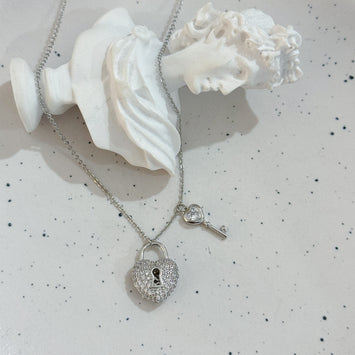 Sliver lock and key necklace