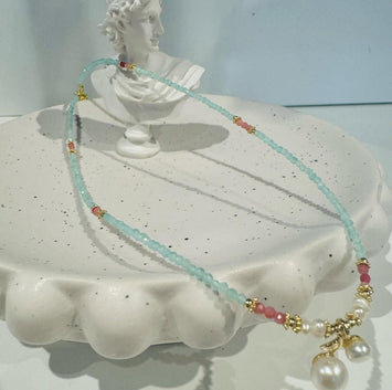 Hanging pearl cherry necklace