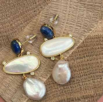 Gemstone with fresh water pearl earrings