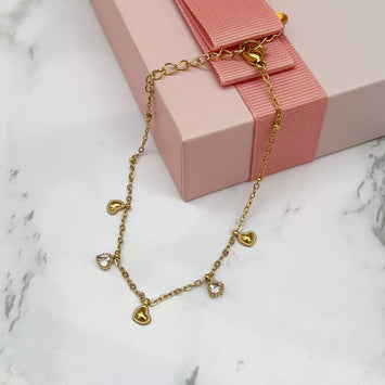 Waterproof Heart Cascade Bracelet