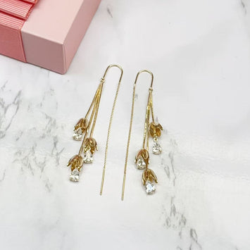 Golden Petal Drop Earrings