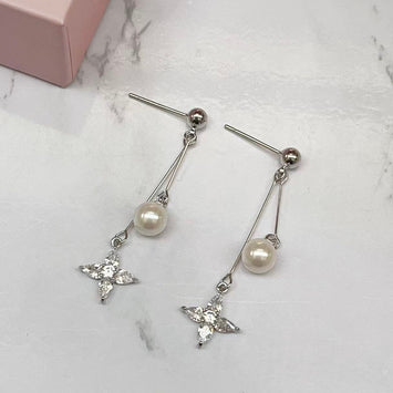 Mini Star & Pearl Drop Earrings