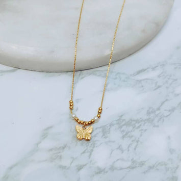 Waterproof Butterfly & Pearl Necklace