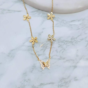 Waterproof Bloom Butterfly Necklace