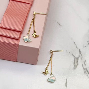 Mini Blue Drop Butterfly Earrings