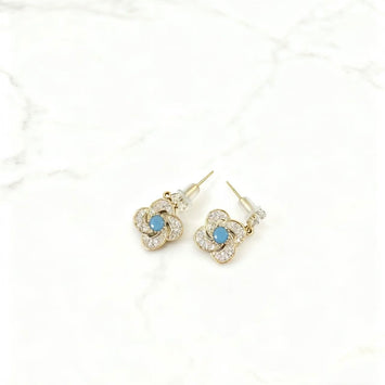 Blue stone flower earrings
