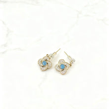 Blue stone flower earrings