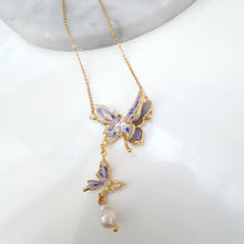 Violet Butterfly Drop Necklace