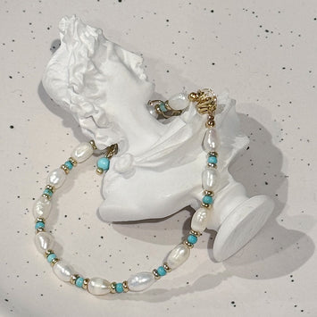 Gemstone with fresh water pearl bracelet