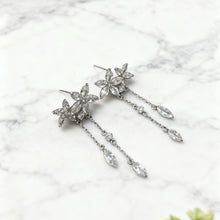 Crystal flower drop earrings